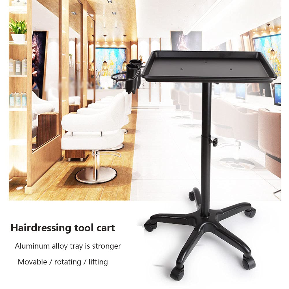 Black Aluminum Salon Tray Cart with Wheels K401508
