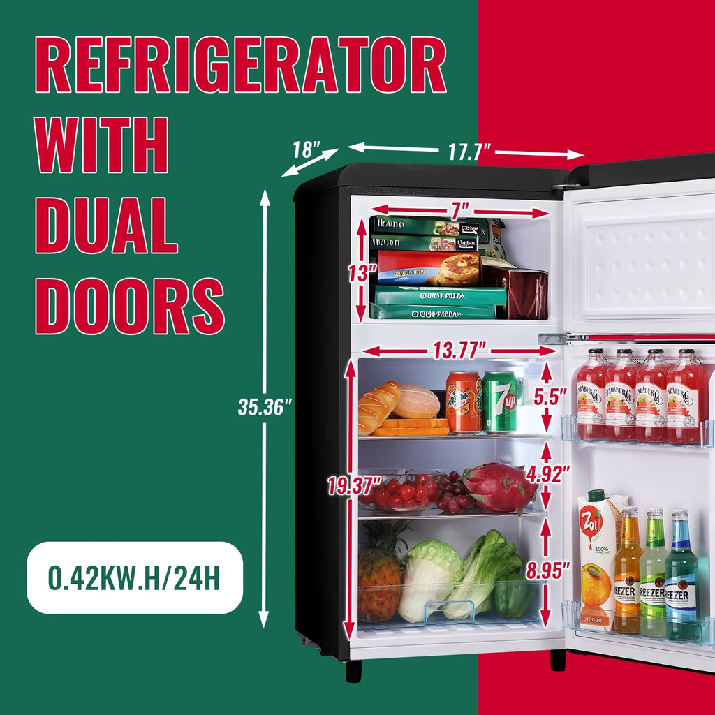 3.5 Cu.ft Dual Door Small Refrigerator with Freezer W55631