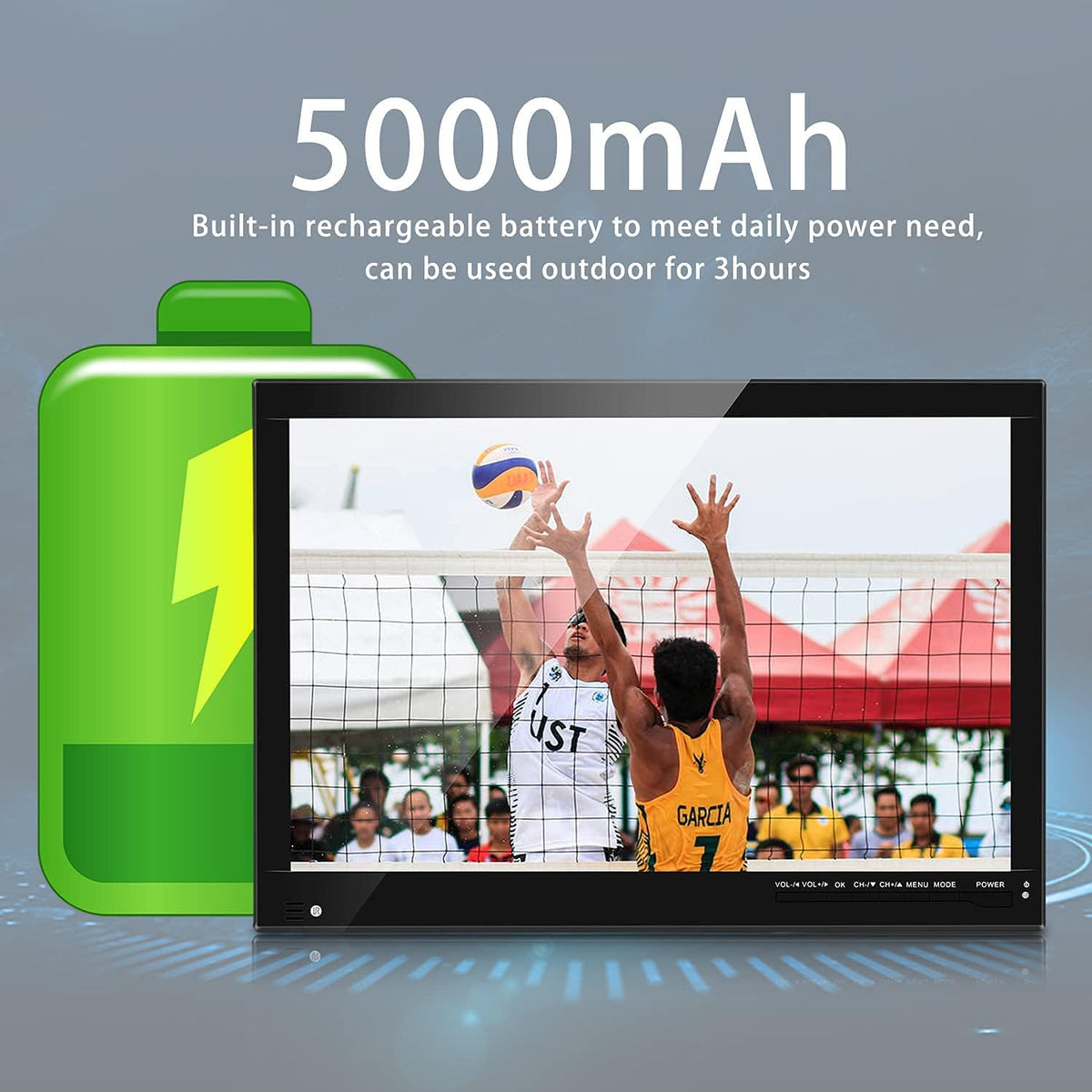 14inch Rechargeable Portable TV with Digital Tuner V800480