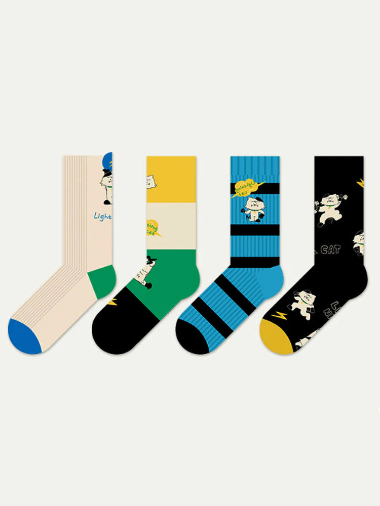 Cute Cartoon Kitty Mid-Calf Socks E8563