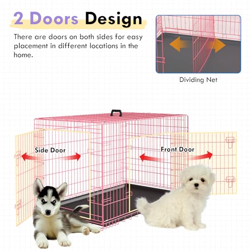 42 Inch Black Metal Dog Crate Kennel with Divider E42936