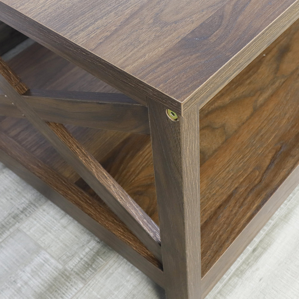 Dark Walnut 2-Tier Wood Coffee Table P9293