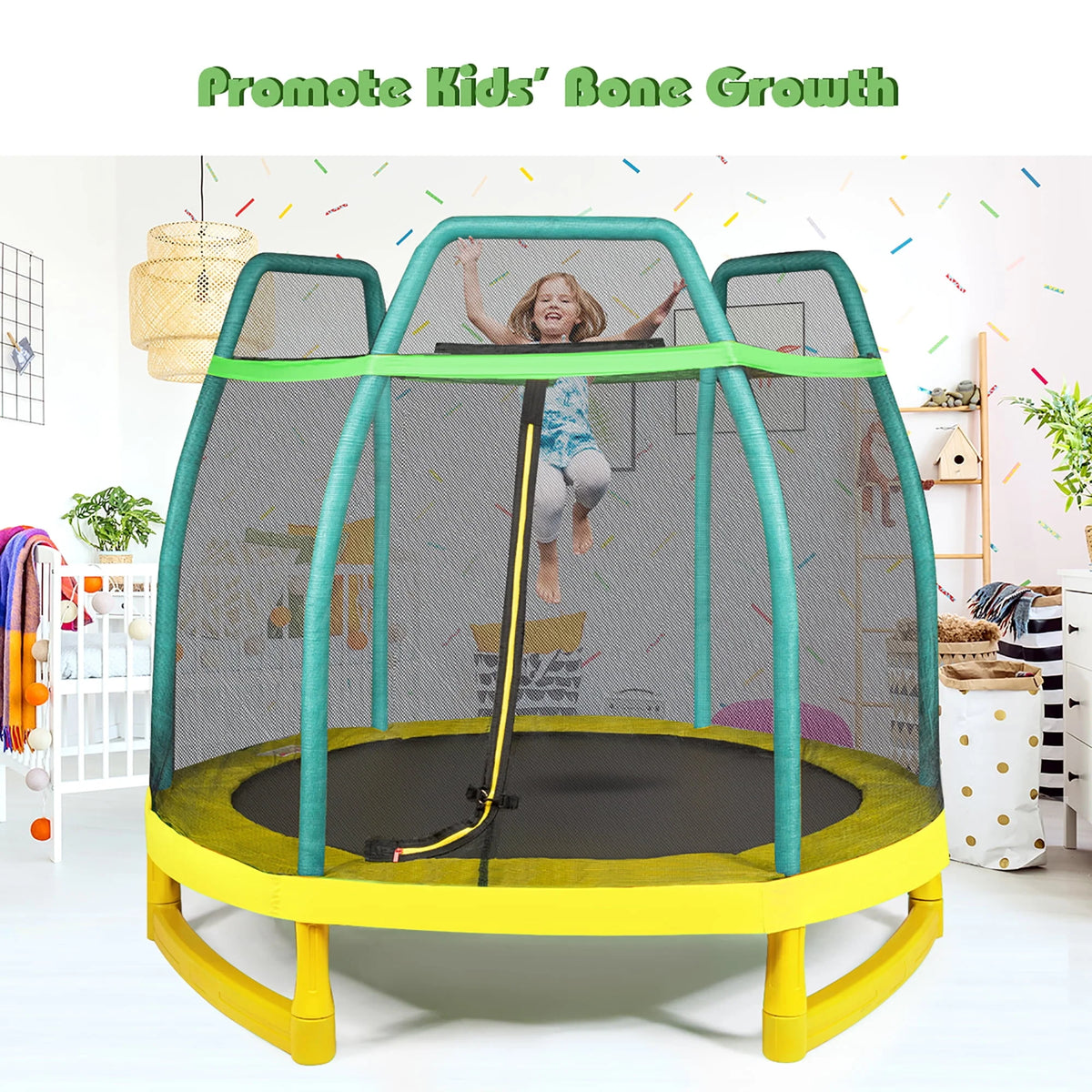 7FT Kids Trampoline with Safety Enclosure Net E270