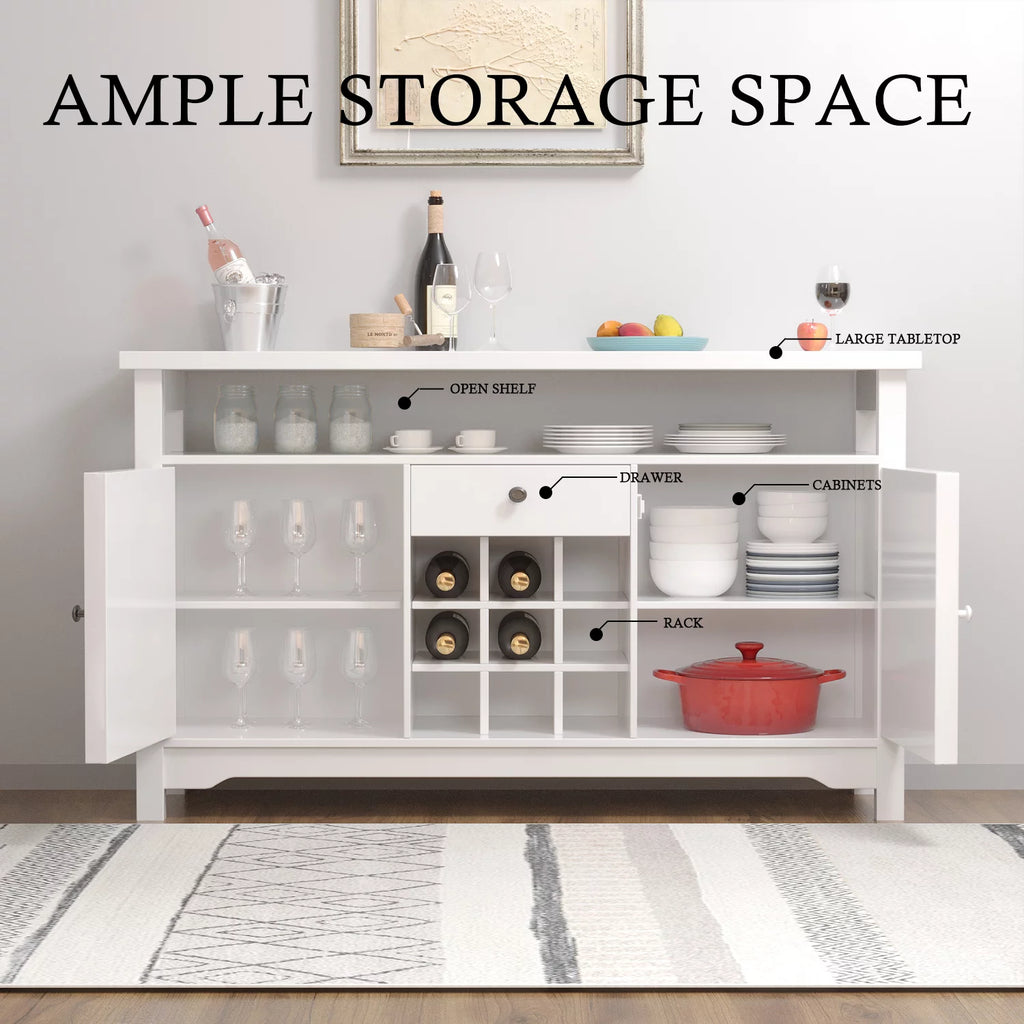 White 47 Kitchen Buffet Storage Cabinet with Barn Door H849