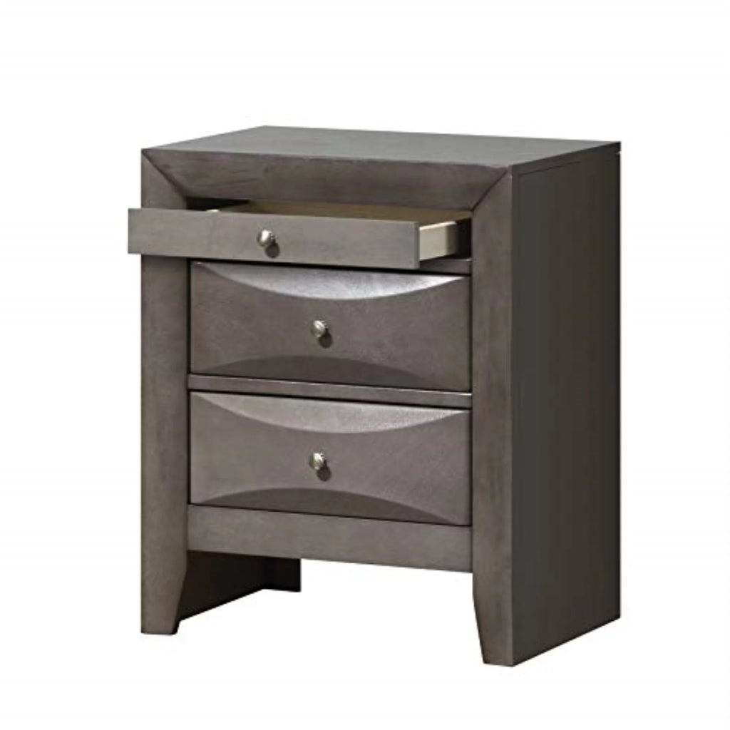 Black 3 Drawer Nightstand S651