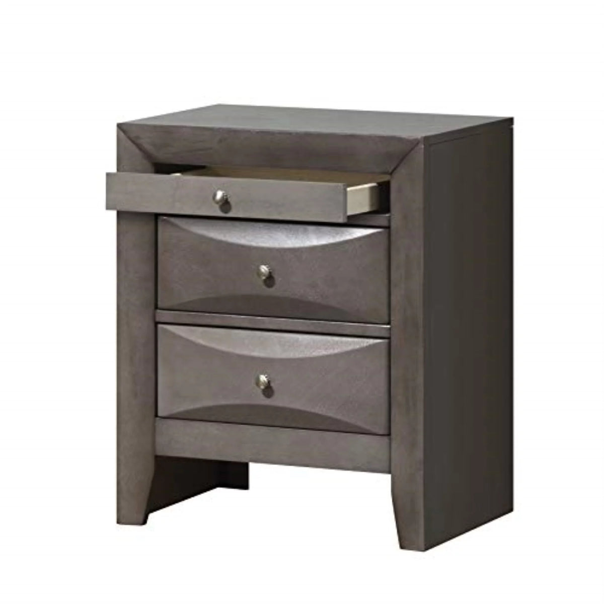 Black 3 Drawer Nightstand S651