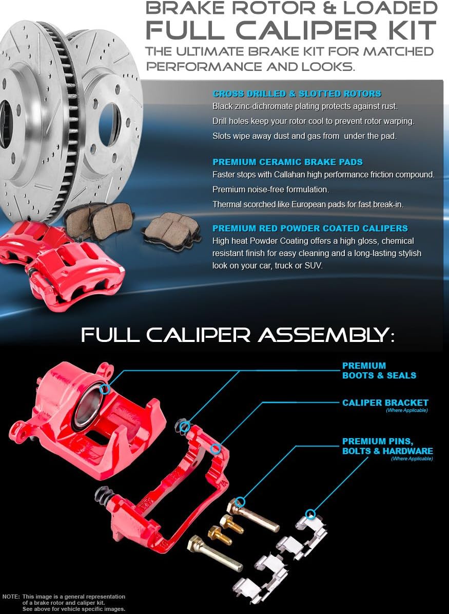5 Lug Brake Disc Rotors and Ceramic Brake Pads with Clips E4109