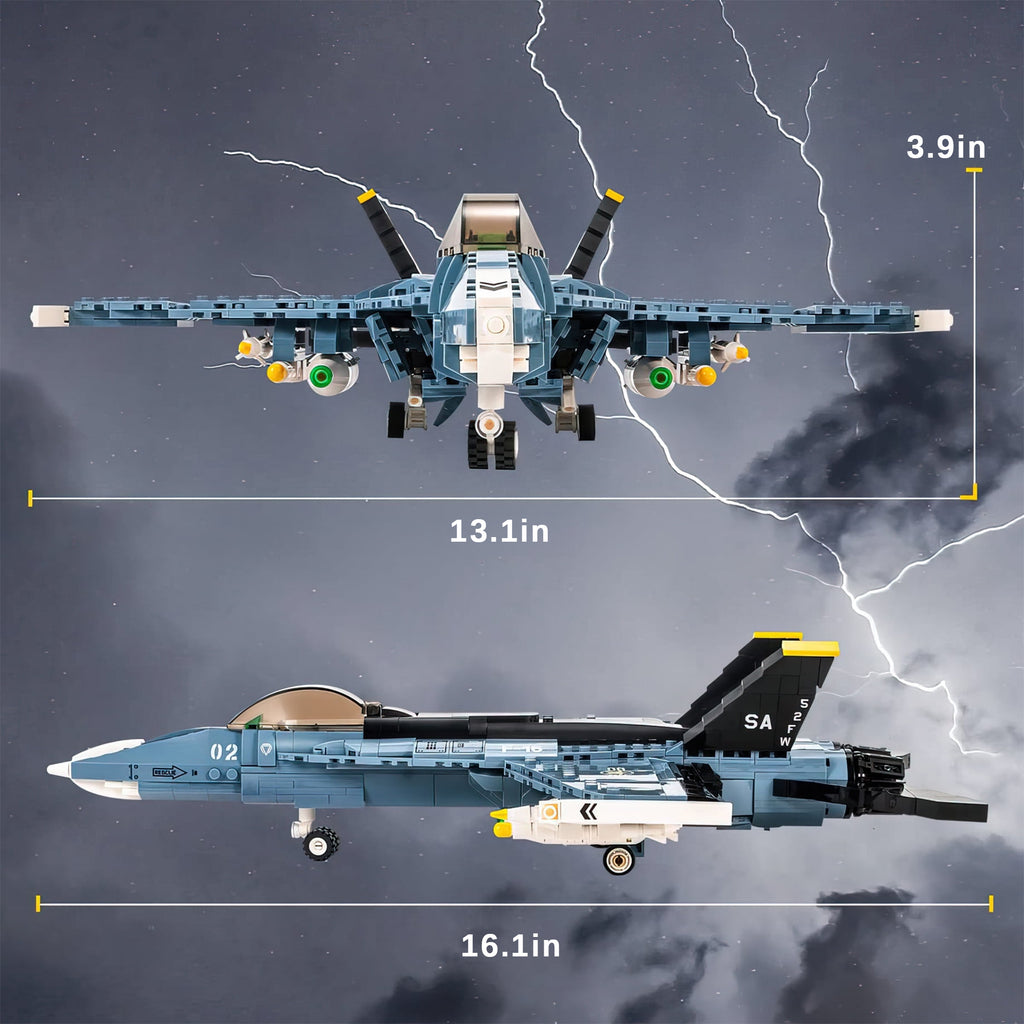 Blue F-16 Fighting Jet Building Block Set P7128