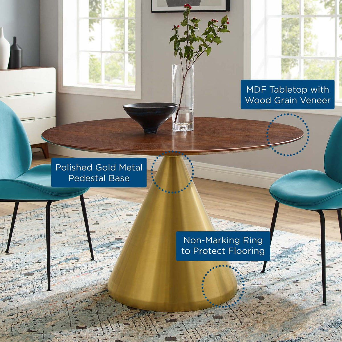 Round Wood Metal Dining Table G295600