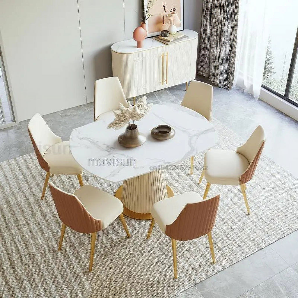 Round Marble Dining Table 6 Chairs R634