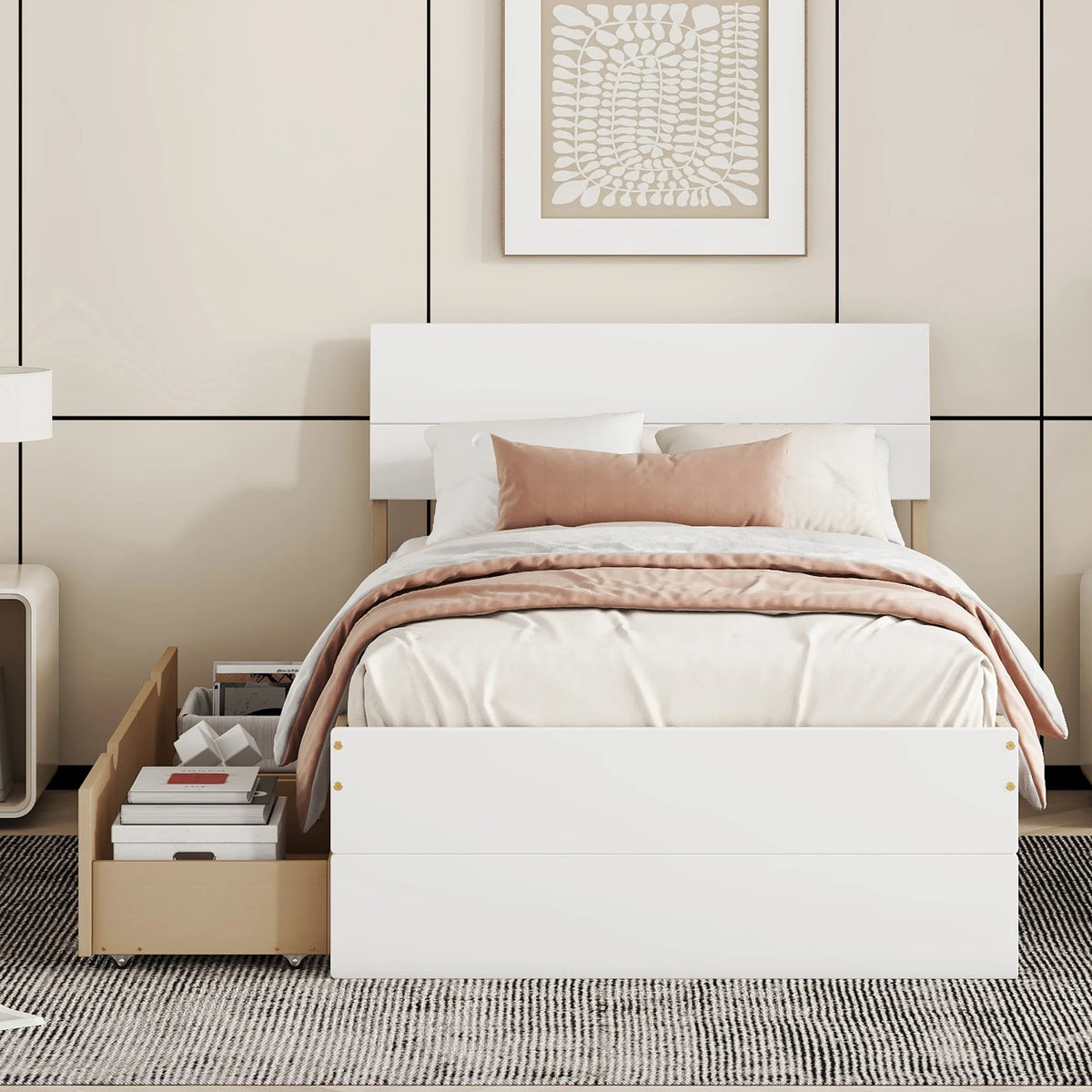 Twin Bed Frame with 2 Drawers V12843