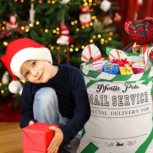 2 Pack Christmas Stripe Canvas Santa Sack with Drawstring V6985
