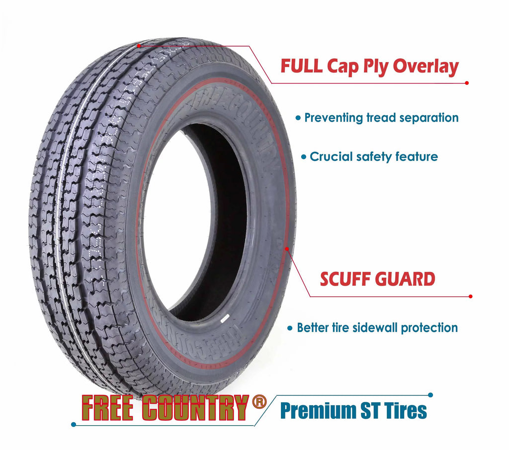 Trailer Tires ST 205/75R15 8 Ply Load Range D Set 2 E1484
