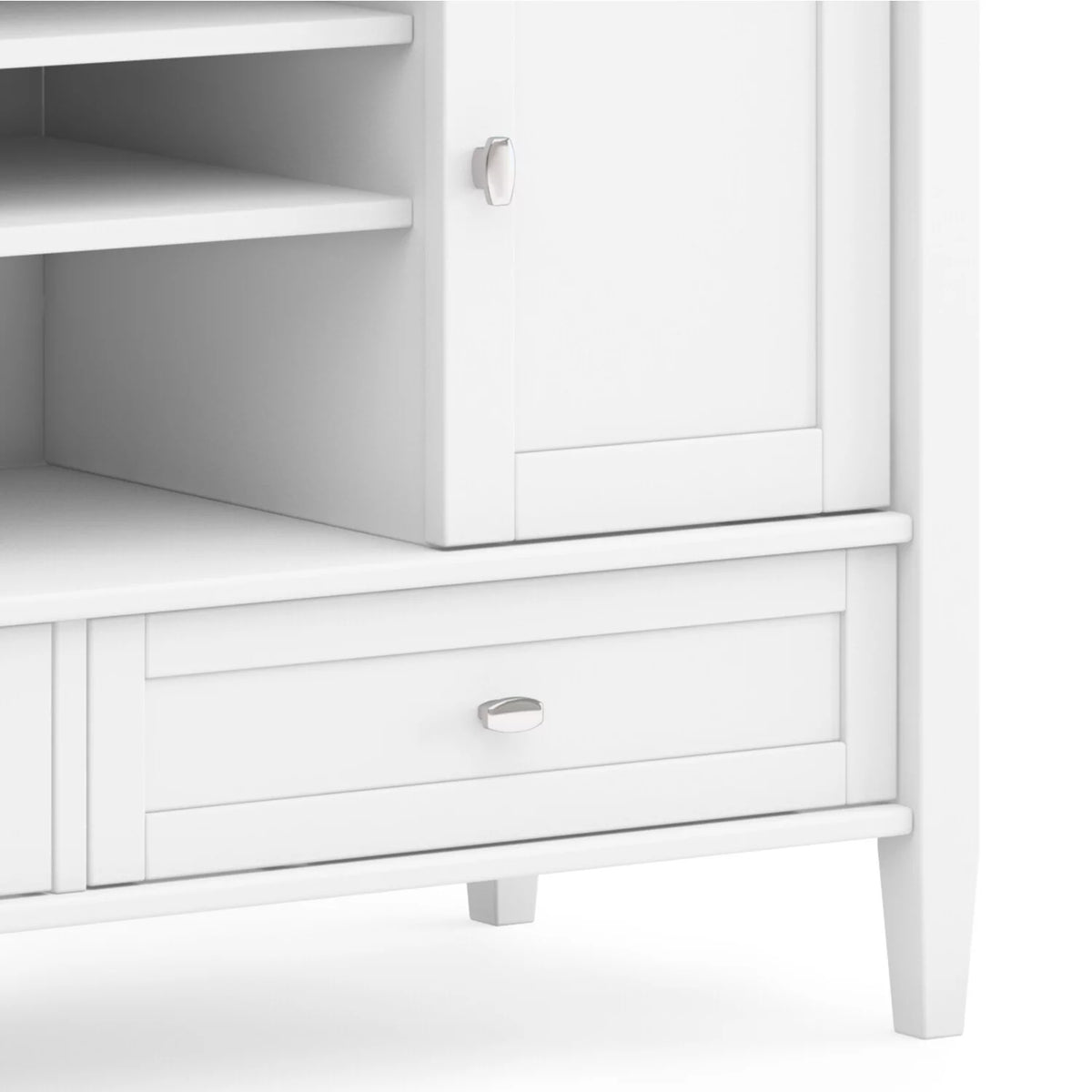 White Solid Wood TV Media Stand H615