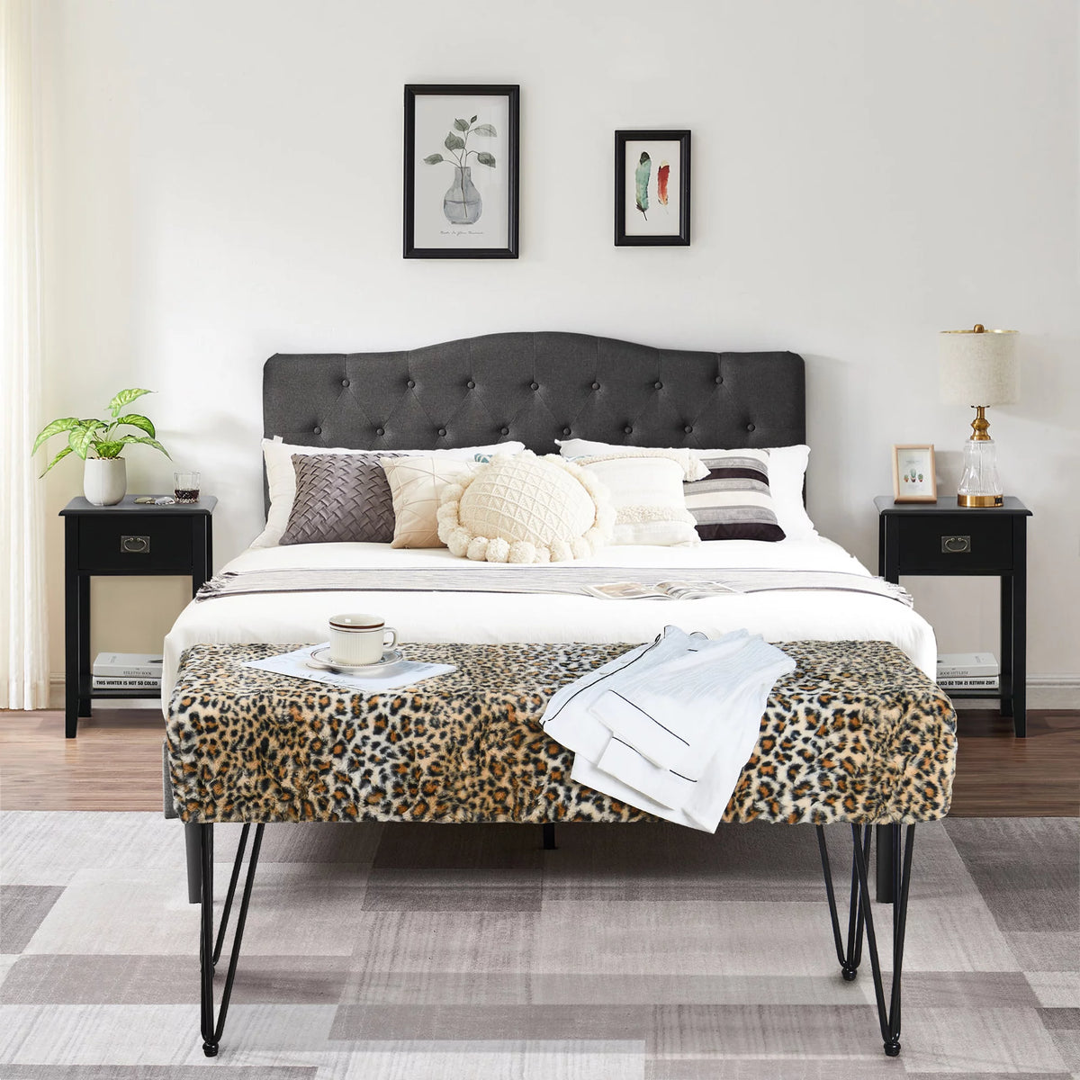 Faux Fur Ottoman C41182
