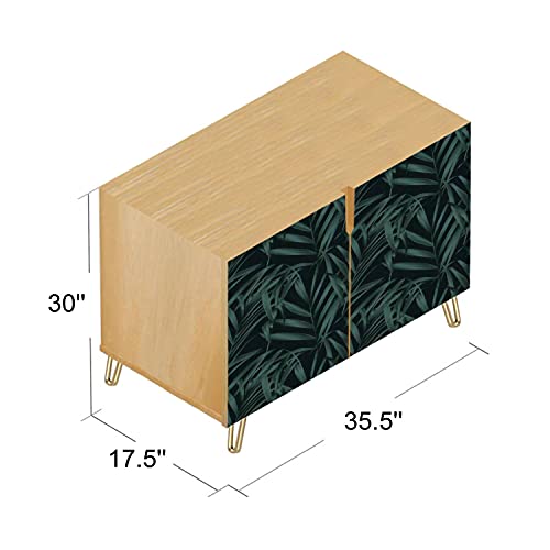 Wooden Door Accent Cabinet with Palm Leaves Pattern Q949003