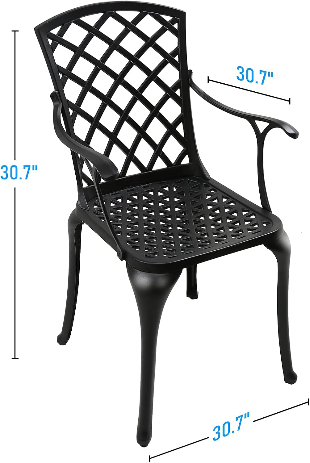 Black Set of 2 Cast Aluminum Outdoor Dining Chairs N608