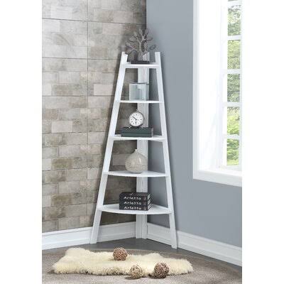 White Wood Corner Bookcase U43722