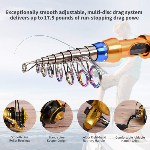 12 FT Carbon Fiber Telescopic Fishing Rod and Reel Combo with Carrier Bag O213844