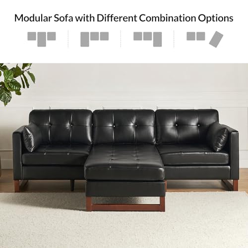 Genuine Leather 100 inch L Shaped 3 Seater Sectional Sofa with Chaise, Brown H931962