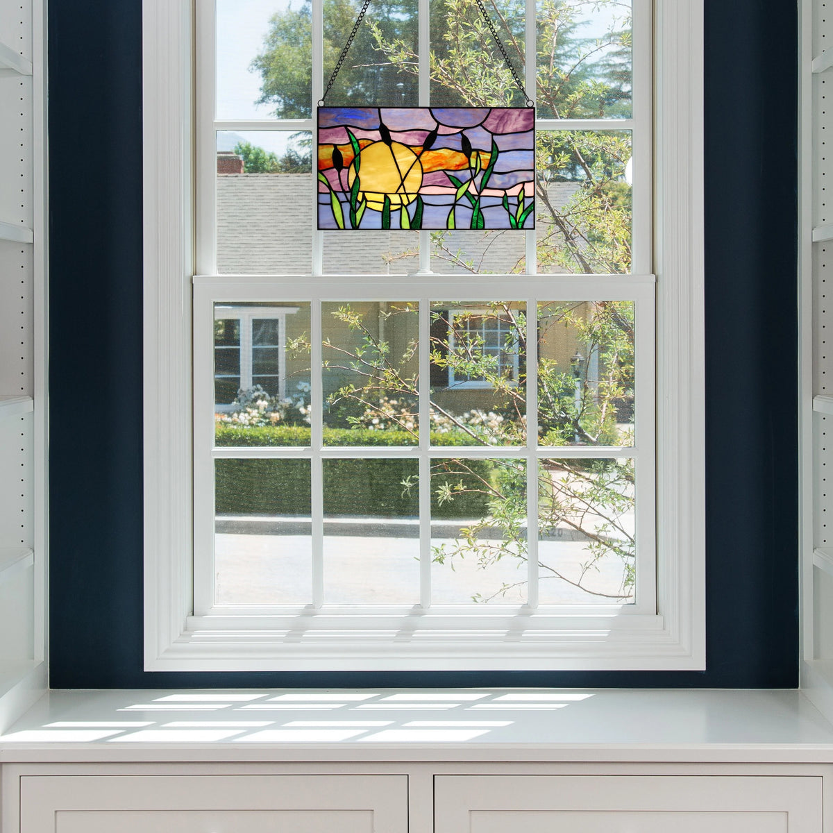 Multicolored Stained Glass Window Panel 14" x 0.25" x 8.25" X89829