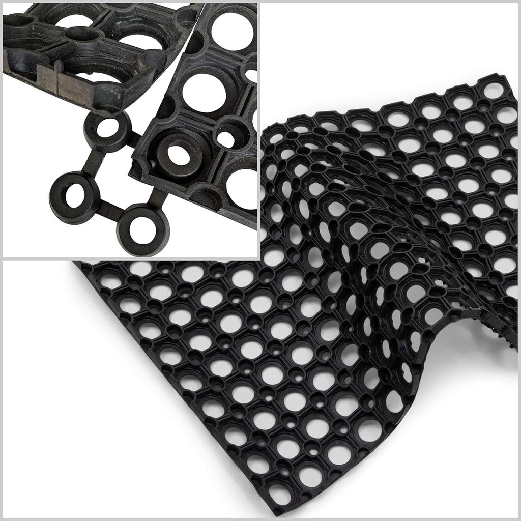 Interlocking Rubber Drainage Floor Mat 24 x 16 inches 12 Mats H662