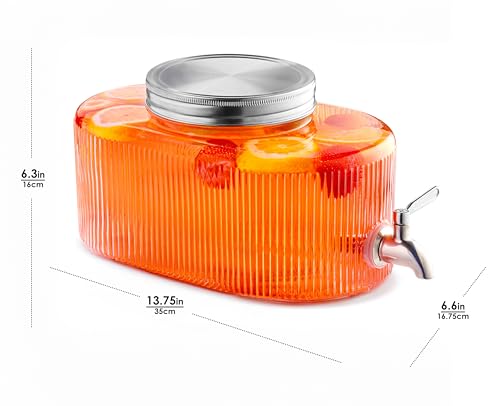 Glass Drink Dispenser, 5L 1.32 Gallon Stainless Steel Spigot D18696