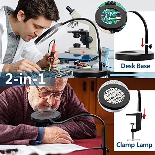 10X Magnifying Glass with Light and Stand, White U6932