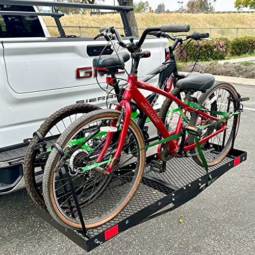 60 inch x 20 inch 500 lb. Capacity 2 in 1 Hitch Mount Cargo Carrier Rack and 2 Bike Rack S483034