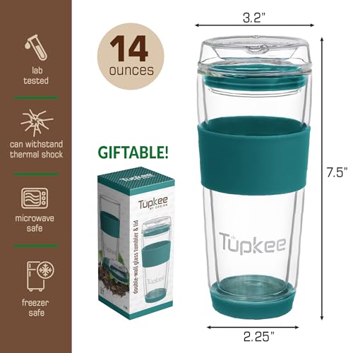 14-Ounce Double Wall Glass Tumbler with Lid R480