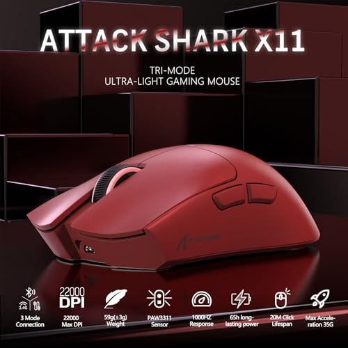 59g Superlight Wireless Gaming Mouse with Grip Tape, RGB Charging Dock, 22000 DPI, 5 Programmable Buttons (Black) R91178
