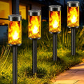 8 Packs Solar Torches with Flickering Flame Waterproof Transparent LED Solar Pathway Lights J729