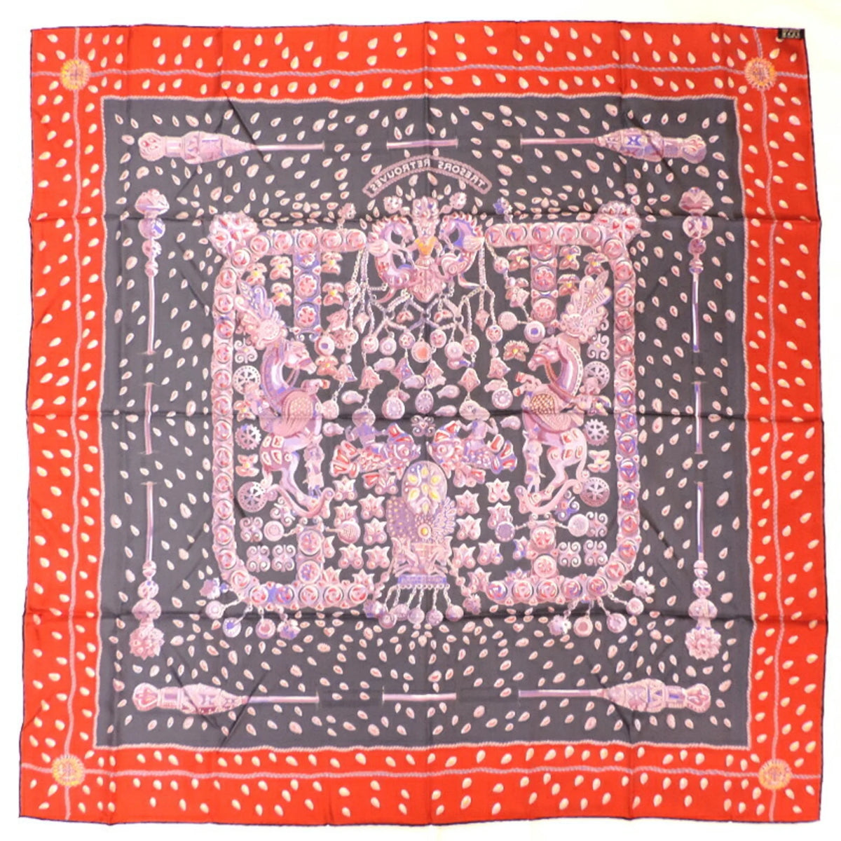 100% Silk Gray Purple Orange Scarf I352325