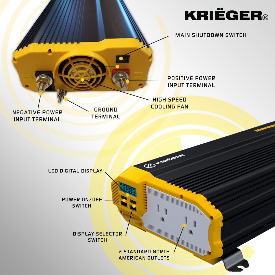 1500 Watts 12V to 110V Modified Sine Wave Power Inverter M325643