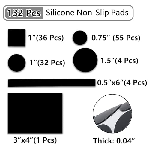 132 Pcs Non Slip Self-Adhesive Silicone Cuttable Furniture Pads Y9032
