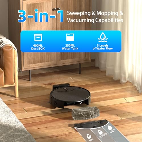 Robot Vacuum and Mop Combo with Large Capacity Dustbin H41957