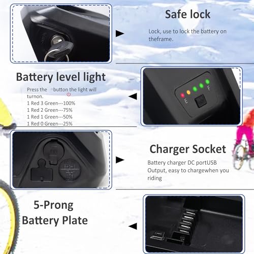 52V 20Ah Down Tube Lithium-Ion Electric Bicycle Battery with Charger H8169