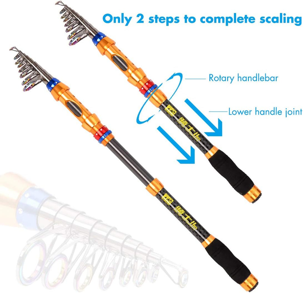 12 FT Carbon Fiber Telescopic Fishing Rod and Reel Combo with Carrier Bag O213844