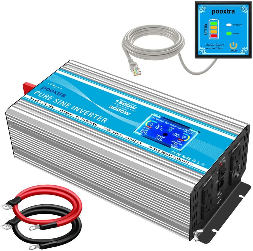 1500 Watt Pure Sine Wave Inverter 12V DC to 110V/120V AC F67626