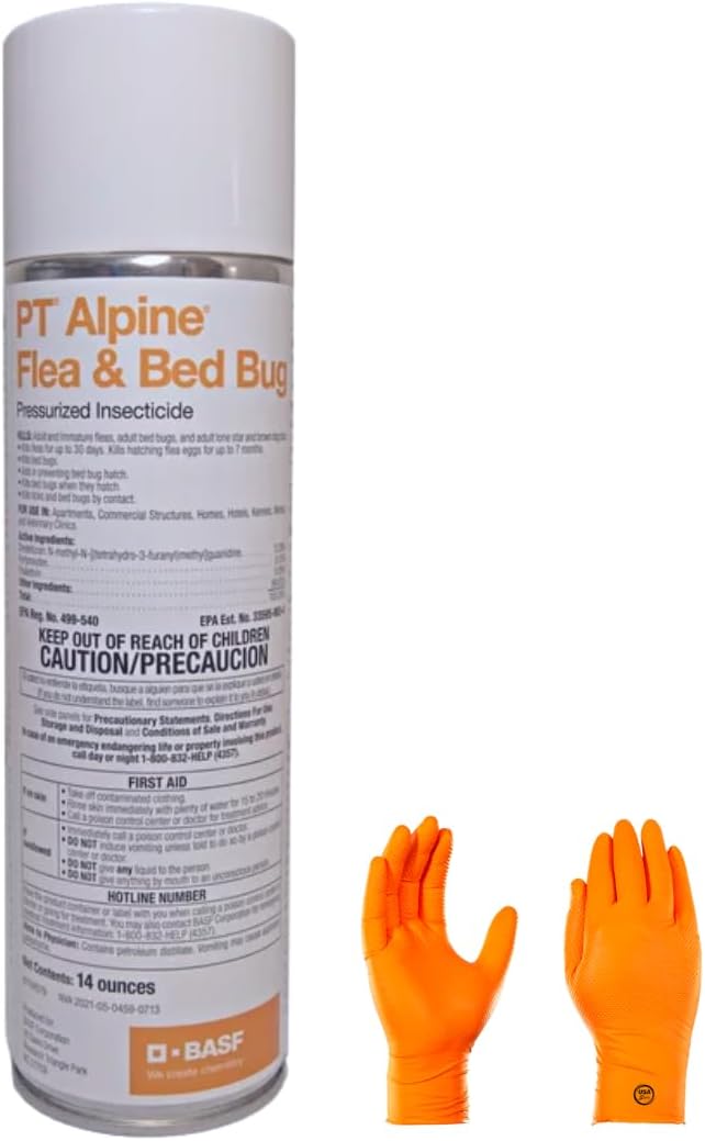 Heavy Duty Flea and Bed Bug Pressurized Insecticide with Protective Gloves and Pest Identification Card N780796