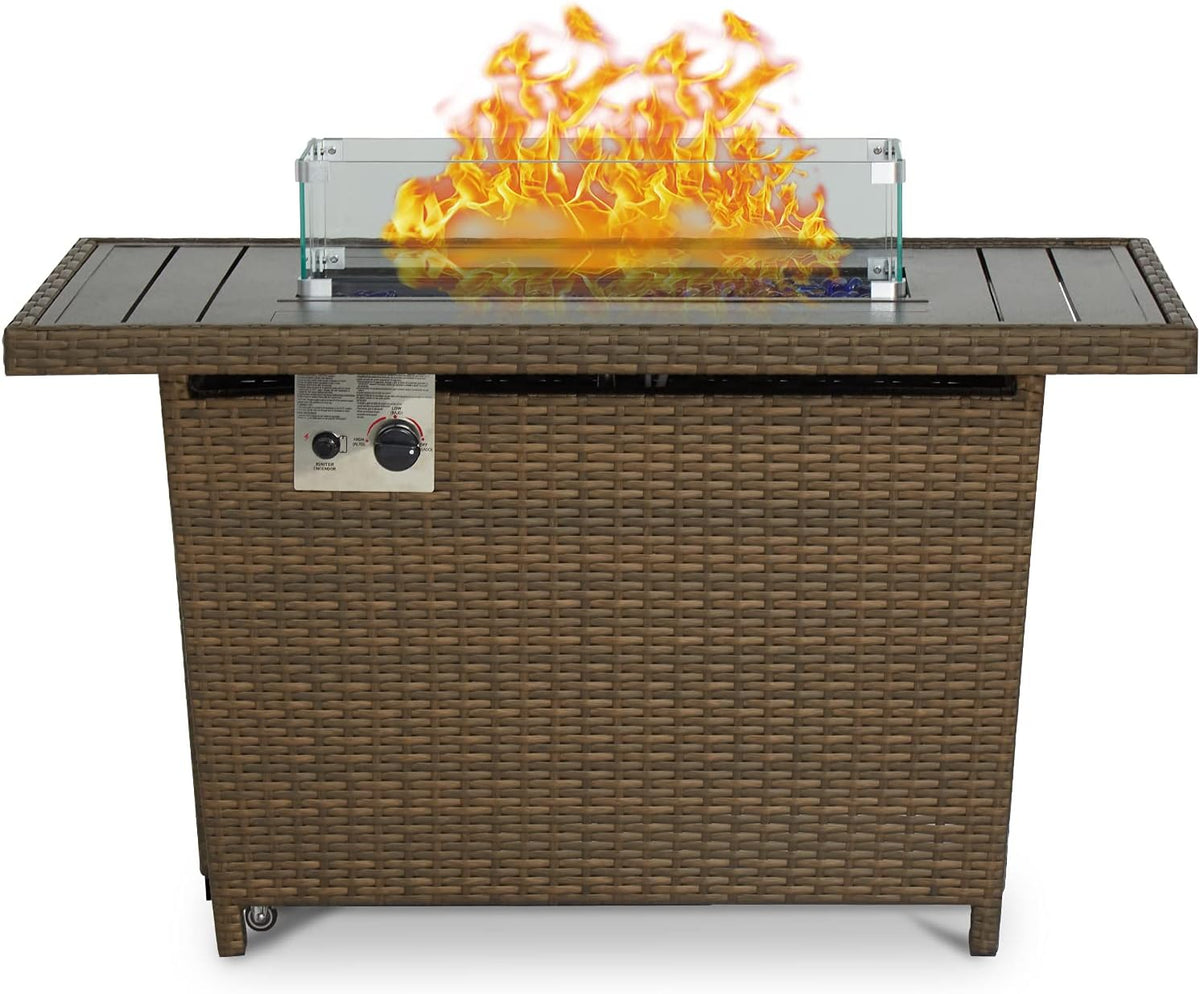 44 Inch 50000 BTU Propane Fire Pit Table with Rain Cover A2022