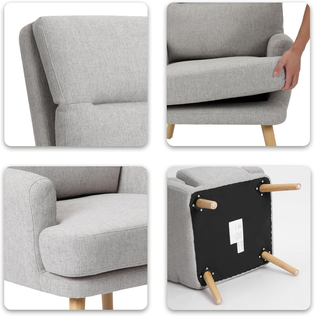 Decorative Chair Set with Footstool, Adjustable Backrest, Wooden Legs A840