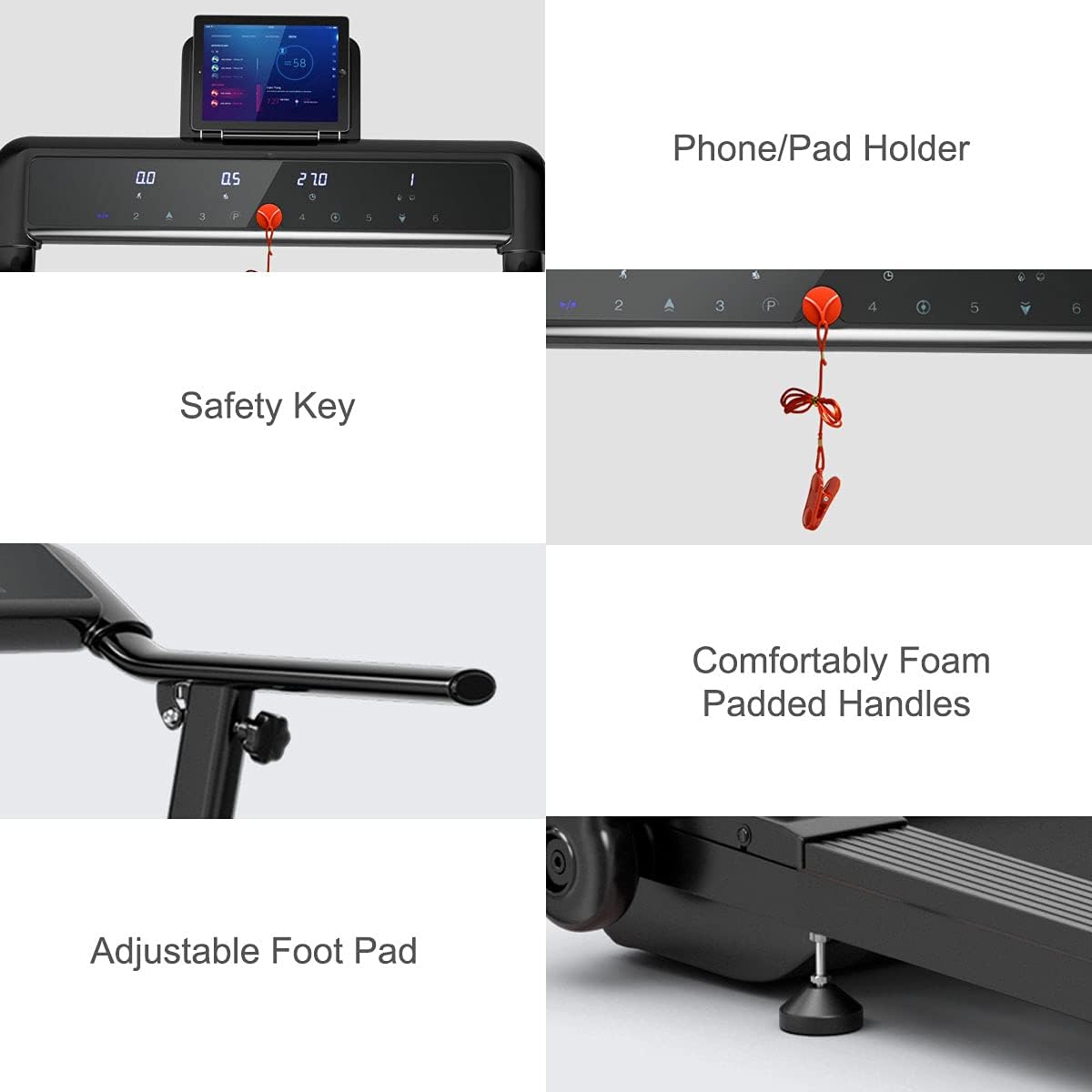 Compact Electric Treadmill with LED Touch Screen I701886