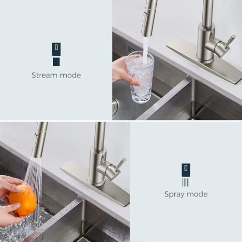 Black Kitchen Faucet with Pull Down Sprayer Stainless Steel High Arc Gooseneck M344