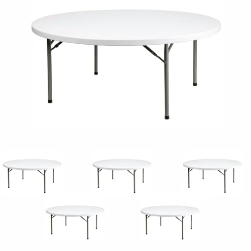 3 Pack 72 Round Heavy-Duty Granite White Folding Table L163313