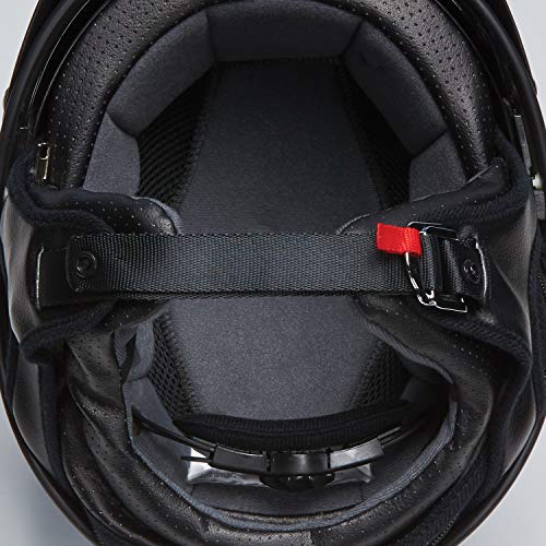 Black Half Helmet with Retro Racing Stripe Y781166