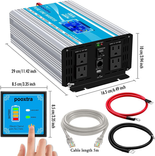 1500 Watt Pure Sine Wave Inverter 12V DC to 110V/120V AC F67626
