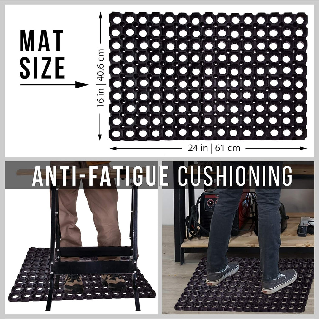 Interlocking Rubber Drainage Floor Mat 24 x 16 inches 12 Mats H662