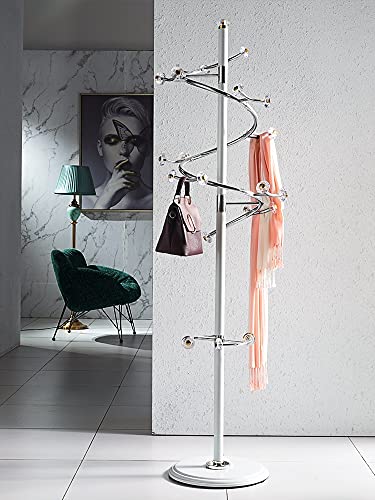 White Double Ball 4.5cm Stainless Steel Coat Rack L673