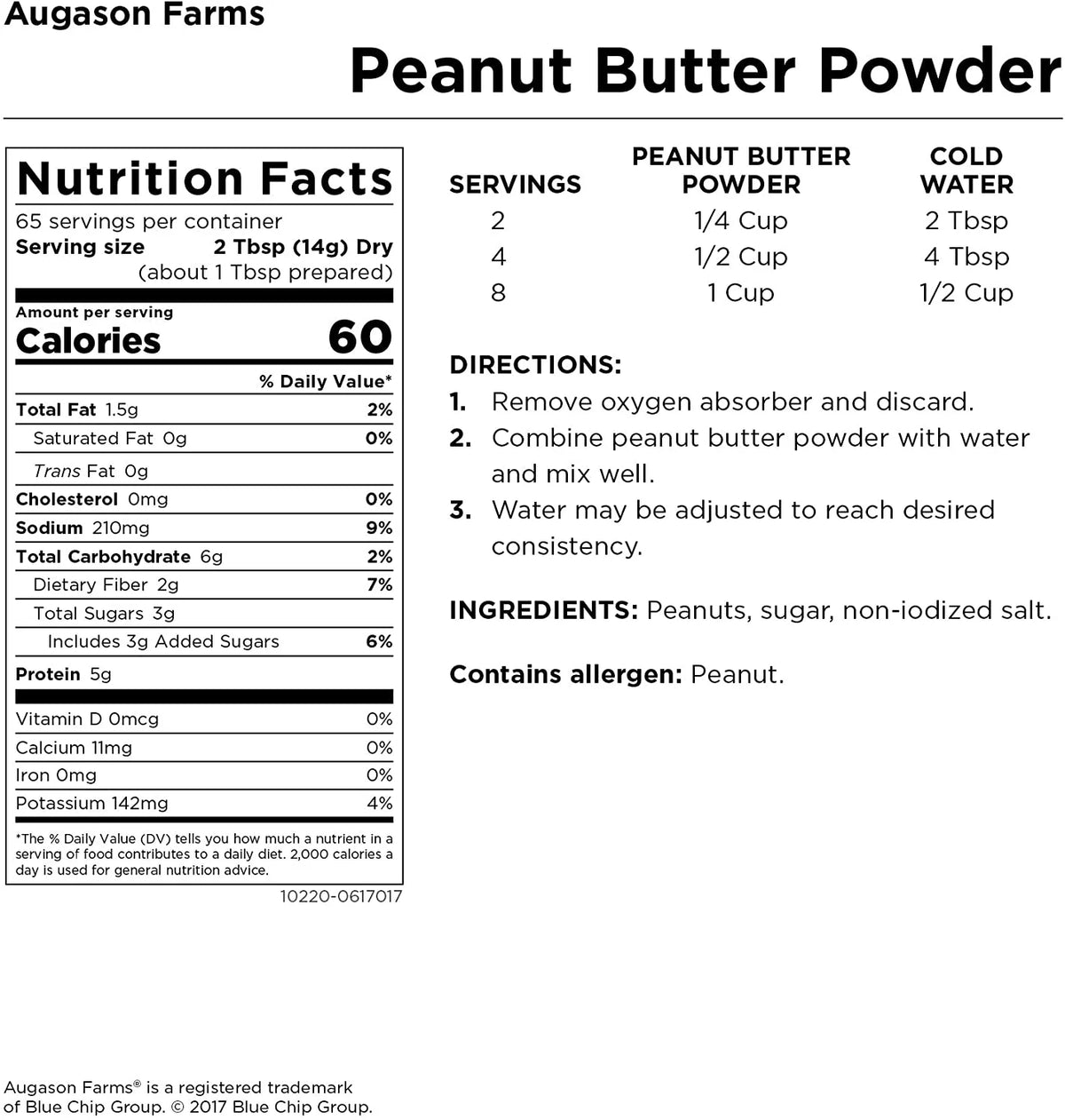 Peanut Butter Powder 2 Lbs No. 10 Can G111086